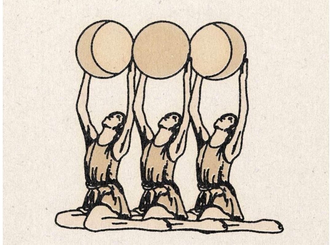 Moiras - Las tres Moiras sosteniendo el hilo de la vida